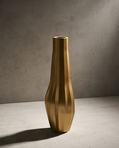 Jarrón de Metal Dorado Acanalado de Primera Calidad, Elegante Florero Texturizado para Centros de Mesa de Boda, Organización de Eventos - Product Image 5