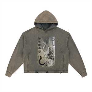 Sudadera con Capucha Extra Grande para Hombre, 100% Algodón Tejido, Estampado Vintage, Estilo Casual Urbano, Diseño con Logotipo Frontal, Ropa de Otoño - Product Image 1