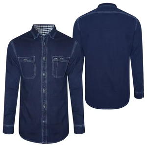 Camisa de Mezclilla para Hombre Raw Indigo, Algodón Grueso, Manga Larga, Costuras en Contraste, Bolsillos Dobles, Construcción Resistente - Product Image 3