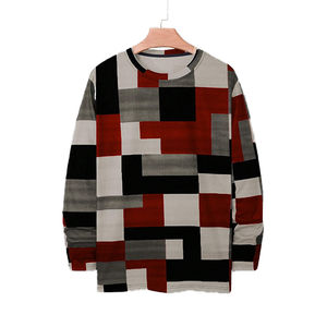 Camiseta de Hombre 100% Algodón al por Mayor, Nuevo Diseño de Manga Larga, Patrón Sólido con Logotipo Personalizado Impreso, Camisa de Tela Tejida - Product Image 1