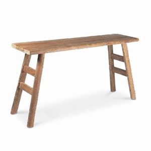 Solid Wood Console Table Modern <b>Rustic</b> Splayed Ladder Leg Natural Teak Style Wooden Entryway Table Hallway Sofa Side Accent <b>Desk</b> - Product Image 1
