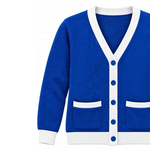 Suéter Cárdigan de Punto al por Mayor para Mujeres Universitarias, Estilo Universitario Azul y Blanco con Cuello en V, OEM, Ropa de Punto Estilo Universitario para Mujer - Product Image 4