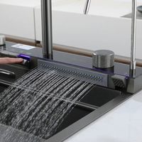 Évier de cuisine en acier inoxydable de haute qualité, à cuve unique profonde, avec cascade