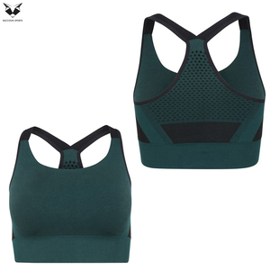 Nuevo sujetador deportivo de compresión para mujer, de tela ecológica, de color sólido, para gimnasio, fitness y running. - Product Image 4