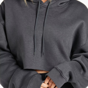 Haut court à capuche en polaire brodé sur mesure de haute qualité pour femme, style hip-hop, en soie pulsée, streetwear, grande taille, hiver - Product Image 4