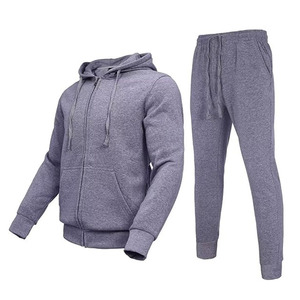 Ensemble de survêtement sportif deux pièces pour homme, grande taille, hiver, décontracté, uni, pour l'extérieur, entraînement, jogging, sweat à capuche et pantalon - Product Image 1