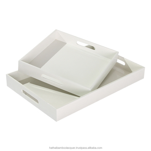 Bandeja de servicio de madera lacada moderna al por mayor, bandeja de perlas madre hecha a mano para uso doméstico de negocios, Hathai personalizado directo de fábrica - Product Image 2