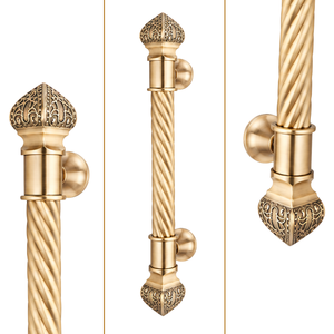 Manija de Puerta Doble Mahal en Latón Antiguo para Puertas de Vidrio y Principales, Diseño Decorativo de Lujo con Forma Retorcida - Product Image 2
