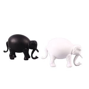 Modern Black and White <b>Elephant</b> Sculpture Decorative Animal Figurines Minimalist Resin <b>Ornaments</b> for Home Office Living Room - Product Image 1