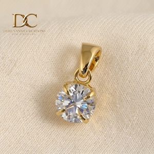 Classic 14KT <b>Solid</b> Yellow <b>Gold</b> Lab Grown Diamond <b>Pendant</b> Charm IGI Certified Minimalist Fine Jewelry for Women's Necklace - Product Image 6