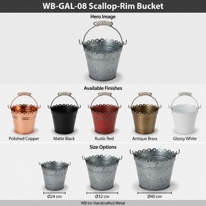 Macetas y Jardineras Decorativas para Patio con Borde Festoneado de Hierro, Acabado Galvanizado - Product Image 3