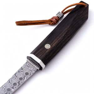 Handcrafted Raindrop Damascus Steel Precision Utility Knife Dark Ebony Handle Wooden Sheath <b>Craft</b> <b>Tool</b> - Product Image 3