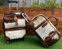 Valise personnalisée de haute qualité de luxe en cuir de vachette véritable pour hommes et femmes Sacs à roulettes & Ensembles de sacs à roulettes en cuir de vachette à roulettes