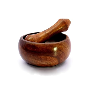 Mortier et pilon en bois massif faits à la main, écologiques et naturels, pour herbes et épices, broyeur manuel de cuisine 111 - Product Image 3