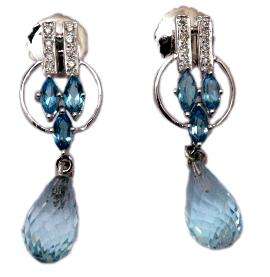 ต่างหูพลอยทับทิมสีขาวประดับ925ชุบทองหลายชั้นสำหรับผู้หญิงสีเงินสเตอร์ลิง - Product Image 4