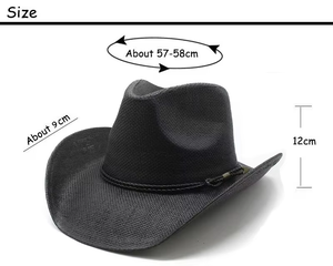 Trendy Spring <b>Summer</b> Jazzy Beach <b>Straw</b> <b>Hats</b> Leather Rope Decoration Men Western Cowboy <b>Hat</b> - Product Image 2
