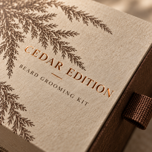 Kit de soin de la barbe en cèdre personnalisé avec boîte d'emballage à tiroir coulissant - Product Image 3