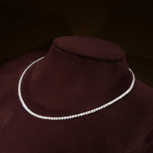 Collier tennis en or massif 14K 18K avec diamants de laboratoire brillants taille ronde en cluster, certifié IGI, bijoux de mariage raffinés, vente en gros - Product Image 5