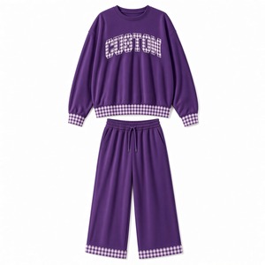 Conjunto de Ropa Deportiva Suave para Mujer, Sudadera Premium con Cuello Redondo y Pantalones Rectos a Juego, Servicio OEM Personalizado, Pedidos de Ropa al por Mayor - Product Image 4