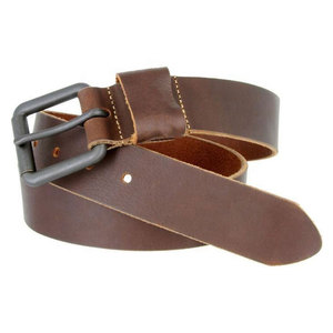 Cinturón Casual de Cuero Genuino con Hebilla de Hierro, Cinturón de Hombre de Cuero Vacuno Marrón Sólido y Duradero - Product Image 3