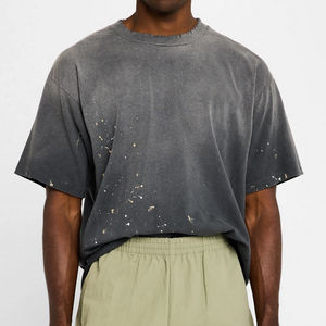 Camiseta con gráfico único de salpicaduras de pintura, efecto de tinta 3D estilo Y2K, 100% algodón, estilo artístico pintado a mano, camisetas streetwear personalizadas premium. - Product Image 5