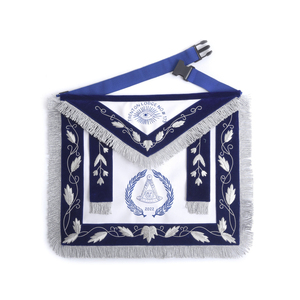 Tablier de Maître Maçon de Luxe en Cuir Blanc et Velours Bleu, Régalia Cérémonielle, Tablier de Loge Bleue Brodé sur Mesure, Accessoires Maçonniques - Product Image 1