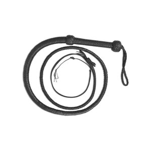 Fouet en cuir avec poignée, design en spirale, fouets noirs pour l'entraînement des chevaux - Product Image 1