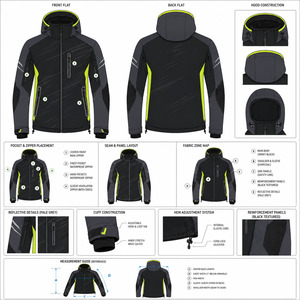 <b>Waterproof</b> Men's Ski <b>Jacket</b> with Zipper Front Logo Hooded for Technology Color Blocked Design Breathable Outdoor Wear - Product Image 6
