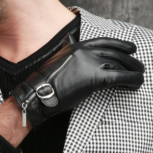 Leather Full Finger <b>Thermal</b>/Insulated Tactical <b>Gloves</b> with Adjustable Wrist Strap for Cycling and Party Use Unisex Black - Product Image 4