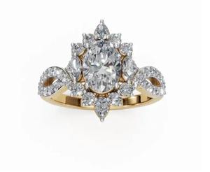 Élégance Couronnée - Bague de Fiançailles avec Diamant de Laboratoire Taille Brillant de 1,487 Carats, 45 Diamants, Or Jaune, Rose ou Blanc 9KT, 14KT, 18KT - Product Image 1