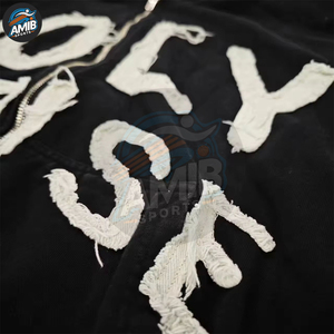Prix d'usine, bas prix, nouvelle mode, haute qualité, basiques, coton mélangé, design premium, sweats à capuche pour hommes avec broderie effet vieilli, en vente - Product Image 4