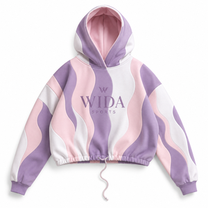 Sudadera con capucha corta de poliéster con estampado por sublimación en rosa lavanda de 280–320 GSM para mujer, personalizada - Product Image 1