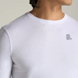 Camiseta Casual Transpirable de Manga Larga para Hombre, Talla Grande, Corte Mescal, de Algodón y Fibra de Bambú, sin Tejido, con Logotipo Personalizado en la Parte Delantera - Product Image 2