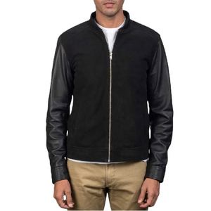 Blousons en daim pour hommes, en cuir de mouton véritable, fermeture éclair, col et poignets côtelés, deux poches intérieures et extérieures, vêtements d'extérieur élégants - Product Image 2