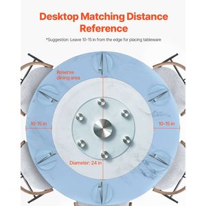 Piatto Girevole Lazy Susan in Vetro Temperato da 24 Pollici, Rotazione Silenziosa a 360 Gradi con 6 Ruote per Centrotavola - Product Image 6