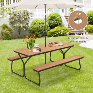 Set Tavolo da Picnic con Panche per Esterni, 6 Piedi, per 6-8 Persone - Product Image 6