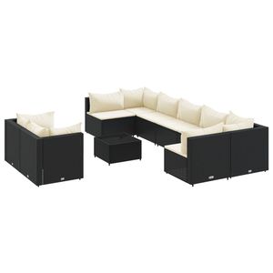 Black Cream Outdoor Garden <b>Sofa</b> <b>Set</b> Pe Rattan Waterproof Cushions Patio Furniture - Product Image 2