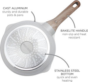 Ensemble de casseroles classiques en aluminium 6/8/12 pièces, à double fond épaissi, compatibles gaz et induction, résistantes au four et au lave-vaisselle, pour soupes/lait - Product Image 3