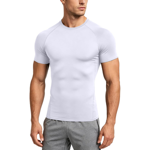 Men's <b>Compression</b> <b>Shirts</b> Short Sleeve White <b>Black</b> Spandex Polyester Breathable UPF50+ Eco-Friendly Quick Dry Seamless Fitting - Product Image 4