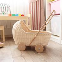 Poussette chariot en rotin, meilleur prix, poussette pour poupée en canne naturelle, jouet ludique pour bébé et tout-petit