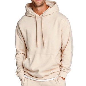 Sweat-shirt à capuche pour homme, 100% coton molletonné, couleur unie, avec poche, décontracté, hiver, respirant, coupe classique, tricoté - Product Image 3