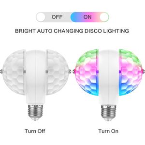 Luci da Discoteca LED RGB, 2 Lampadine Colorate Rotanti, Attrezzatura per Illuminazione da Palco per Feste, Casa, Stanza, Ballo, DJ - Product Image 6