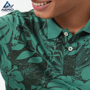เสื้อโปโลผู้ชายพิมพ์ลายทรอปิคอลสั่งทำขายส่ง สีเขียวลายใบไม้ แขนสั้น ผ้าฝ้ายระบายอากาศ เสื้อโปโลลำลองสำหรับเล่นกอล์ฟ - Product Image 6