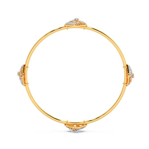 Pulsera de Diamantes Triple Floral Shield con Cadena Doble de Oro Amarillo y Diseño Central de Piedra Verde - Product Image 3