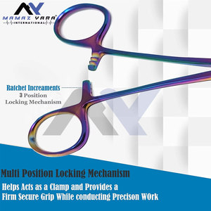 Pinces hémostatiques Kelly Premium 5,5 pouces courbées avec mâchoires semi-dentelées - Pour infirmières et dentistes - Acier inoxydable arc-en-ciel - Product Image 4