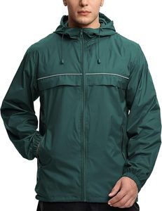 Chaqueta Impermeable Ligera con Capucha para Hombre, de Cordura, con Cremallera, Transpirable, Reflectante, Cortavientos, para Senderismo y Viajes al Aire Libre - Product Image 2