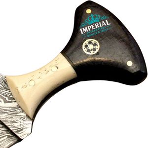 Custom Handmade Damascus Steel Skinning <b>Knife</b> with <b>Bone</b> and Black Wood <b>Handle</b> Fixed Blade Hunting Camping Bushcraft Survival OEM - Product Image 3