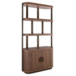 Étagère à livres décorative en bois contemporaine et moderne à 6 niveaux, avec 2 portes et design sans dossier, pour salon et maison - Product Image 2