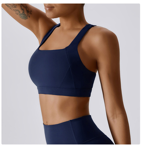 Custom <b>Printed</b> Unisex Eco-Friendly High Support Cross Back Sports Bra Crystal Front Logo Spandex/Nylon Yoga Crop <b>Top</b> Activewear - Product Image 2
