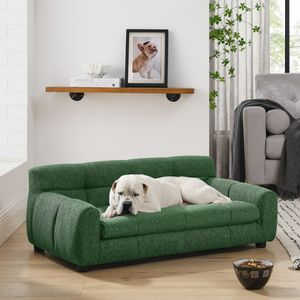 Modern Rectangular <b>Pet</b> <b>Sofa</b> Soft and Comfortable with Backrest Armrests for Large Medium Sized <b>Pets</b> - Product Image 1
